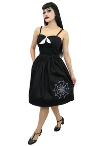 model wearing Embroidered Spiderweb Dress