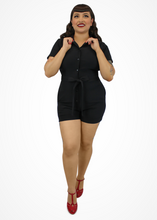 Load image into Gallery viewer, Stretchy Black Romper With Belt #BRS