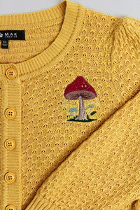 Embroidered Mushroom Knit Sweater Cardigan #YEMC