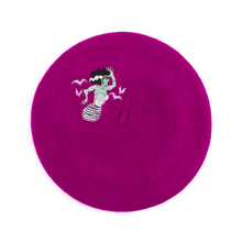 Load image into Gallery viewer, Embroidered Bride of Frankenstein Purple Beret