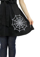 Load image into Gallery viewer, model Spiderweb embroidered Black Vintage Inspired Apron