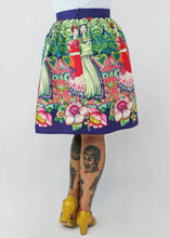 Load image into Gallery viewer, Purple Frida Mexican Vintage Inspired Retro Skirt - Thick Sateen Band Skirt #BS-FC
