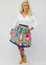 Load image into Gallery viewer, Purple Frida Mexican Vintage Inspired Retro Skirt - Thick Sateen Band Skirt #BS-FC