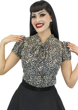 Load image into Gallery viewer, Balloon Sleeve Tie-Neck Blouse - Leopard Print #LTNB