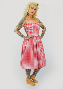 Red Gingham Dress With Adjustable Straps XS-3XL