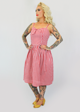 Red Gingham Dress With Adjustable Straps XS-3XL
