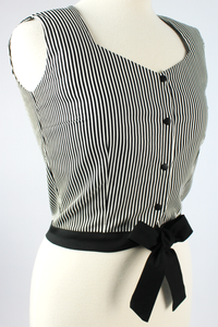 Close up of top, Top on mannequin, Pictured from the side 