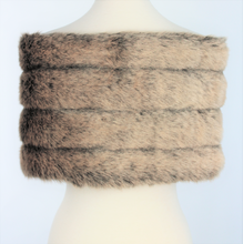 Load image into Gallery viewer, Black Champagne Faux Fur Shawl Capelet #BCSH