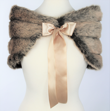 Load image into Gallery viewer, Black Champagne Faux Fur Shawl Capelet #BCSH