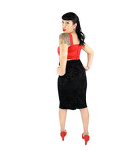 Load image into Gallery viewer, Damask Black High Waisted Fitted Pencil Skirt Plus Size