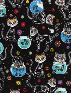Day of the Dead Kitty Pleated Skirt #PS-C332