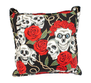 Skulls & Roses Tattoo Art Throw Pillow #P213