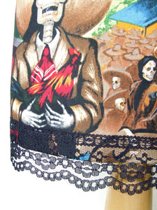 Mexican Fiesta De San Marcos Skull Pencil Skirt #S-PP706