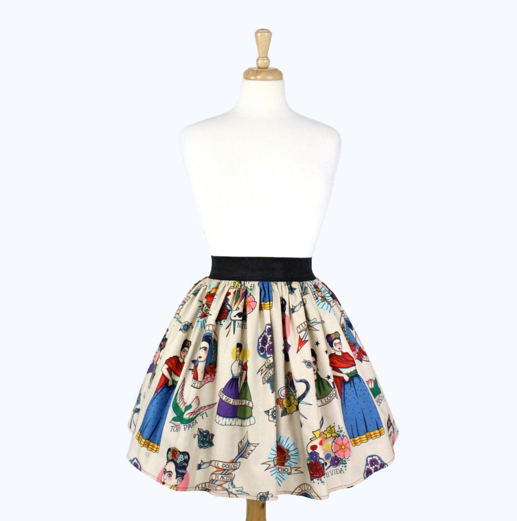 Colorful Elastic Frida Portrait Skirt # S-AP646