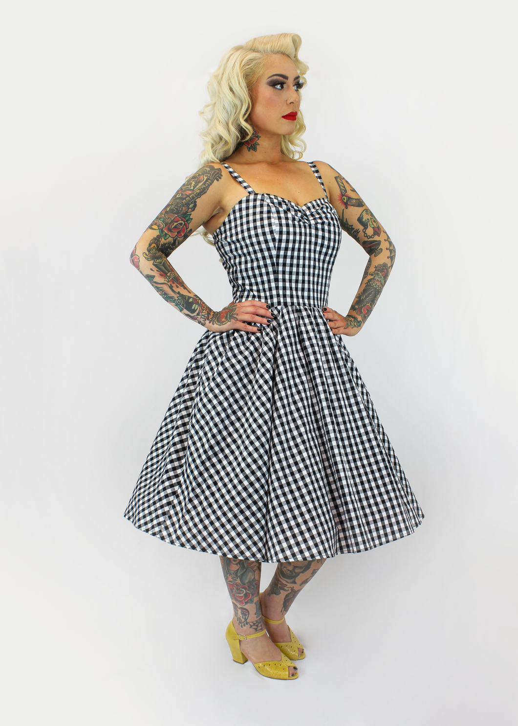 Spring Gingham Dress - Black and White