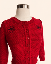 Load image into Gallery viewer, Spider Web Cardigan | Red Retro Sweater