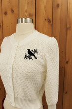 Load image into Gallery viewer, Ivory Embroidered Bird Sweater 3/4 Sleeve Cardigan Sweater