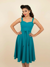 Load image into Gallery viewer, Teal Sweetheart Swing Dress | Retro 1950s Pin Up Fit &amp; Flare Dress