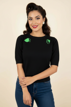 Load image into Gallery viewer, Frankenstein and Bride Black Knit Top