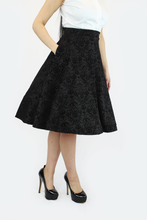 Load image into Gallery viewer, Damask Black Full Circle Skirt