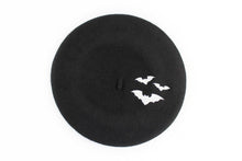 Load image into Gallery viewer, Embroidered Bats Black Beret