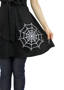 model Spiderweb embroidered Black Vintage Inspired Apron