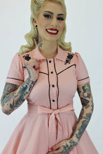 Load image into Gallery viewer, Pink Black Rose Vintage Rockabilly Western Country Women Dress #E-PRWD