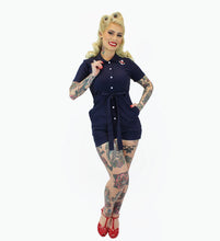 Load image into Gallery viewer, Nautical Anchor Navy Romper With Belt #NNR