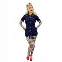 Load image into Gallery viewer, Nautical Anchor Navy Romper With Belt #NNR