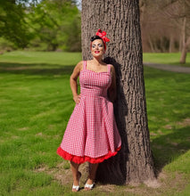 Load image into Gallery viewer, Red Gingham Dress Full Circle Skirt  XS-3XL