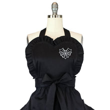 Load image into Gallery viewer, Spiderweb Embroidered Heart Black Vintage Inspired Apron