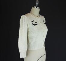 Load image into Gallery viewer, Ivory Embroidered Bat Sweater 3/4 Sleeve Cardigan Sweater