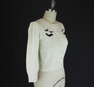 Ivory Embroidered Bat Sweater 3/4 Sleeve Cardigan Sweater