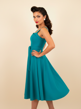 Load image into Gallery viewer, Teal Sweetheart Swing Dress | Retro 1950s Pin Up Fit &amp; Flare Dress