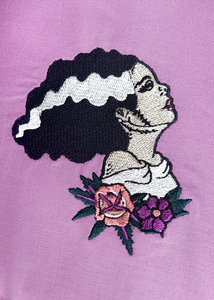 Embroidered Bride of Frankenstein Lavender Knot Top 