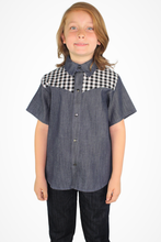 Load image into Gallery viewer, Boy&#39;s Western Gingham Denim Top #BWDT
