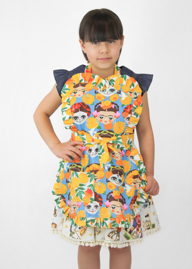 Little Girls Frida Marigold Apron One Size Fits Ages 2-10 #LGFPA