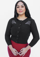 Load image into Gallery viewer, Long Sleeve Black Double Spiderweb Cardigan Sweater
