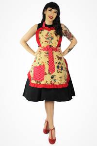 Model wearing apron, Pictured from the front, Hands on waist 