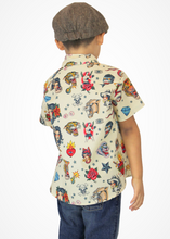 Load image into Gallery viewer, Boy&#39;s Rockabilly Feather and Fire Tattoo Top - Beige #FFTTB