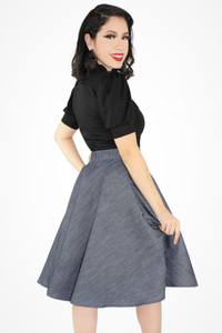 Flowy Denim Skirt With Pockets #FDS