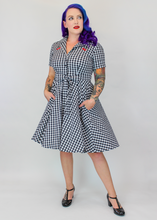Load image into Gallery viewer, Cherries Black and White Gingham Circle Dress XS-3XL