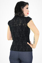 Load image into Gallery viewer, Sheer Damask Top - Black #SDT