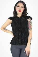 Load image into Gallery viewer, Sheer Damask Top - Black #SDT