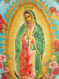 Mexican Virgin Mary Guadalupe throw Pillow rockabilly #P208