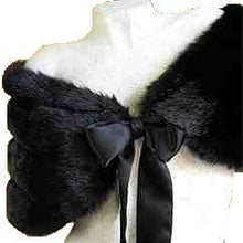Load image into Gallery viewer, BLACK FAUX Mink Wrap Shawl Capelet #SH605