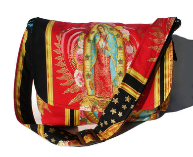 Guadalupe, Virgin Mary Mexican Art Messenger Bag #MB535