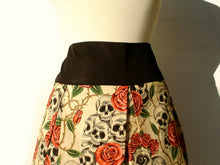 Load image into Gallery viewer, Pinup Skulls and Roses Tattoo Skirt(pink roses) #S-RS731