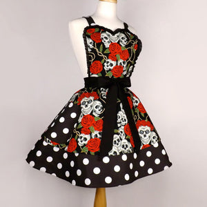 Skulls and Roses Two Tier Apron #A985