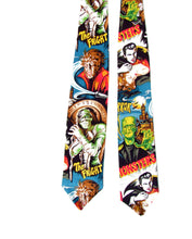 Load image into Gallery viewer, Hollywood Monster Vintage Horror Movie Pinup Frankenstein Mummy Necktie, Mens tie #T-712